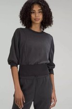Lululemon Softstreme Ribbed-Hem Pullover Sweatshirt in Black Size 12