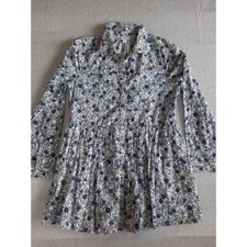 J. Crew 4 Women Pleated Buttons Multicolor Floral Cotton Long-Sleeved Mini Dress