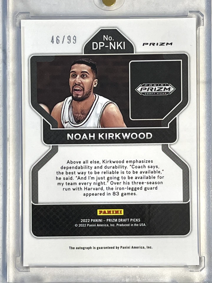 2022-23 Prizm Draft Noah Kirkwood Purple Ice Prizm Prospect Auto /99 Crimson - Image 2 of 2