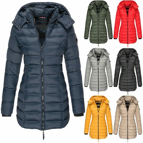 Womens Hooded Quilted Jacket Zip Up 