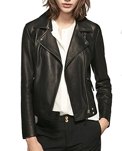 Massimo dutti black leather deals jacket