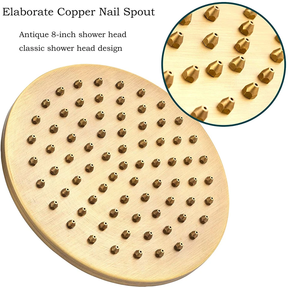 Antike gebürstetem Messing Runde feste Duschkopf, 8 Zoll Regenfall Duschköpfe - Bild 4 von 4