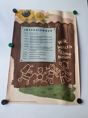 Plakat Impfkalender Deutsches Hygiene Museum Dresden 1956 Original DDR Reklame - Bild 1 von 4