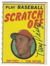 Signed 1970 Topps Scratch Off Tony Perez Cincinnati Reds Card w/Show Ticket