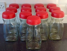 Clear Glass 300g Large Empty Coffee Jars Screw Lids x 8.Storage,Arts,Crafts etc