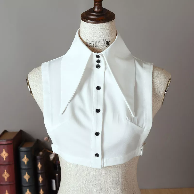 Donna Finto Colletto Falso Mezzo Camicia Camicetta Staccabile