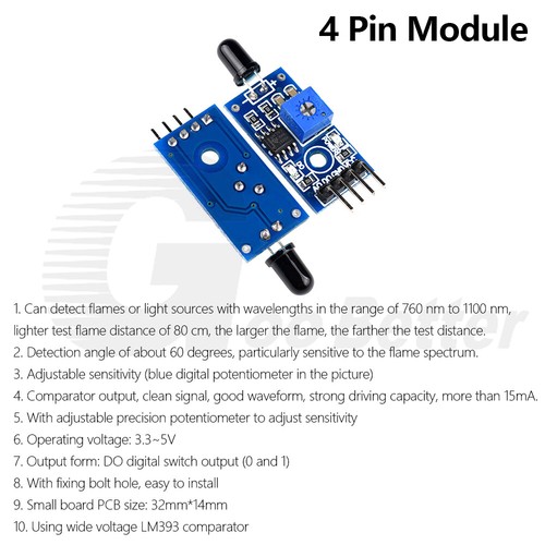 IR Infrared Receiver Flame Detector Sensor Module Smart Car Robot Electronic DIY - Picture 4 of 12