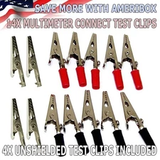 14 Pcs Electrical Test Clamps Insulated Metal Alligator Clips with Red & Black