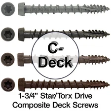 10 x 1-3/4" Composite Decking Screws. Exterior Coated - T20 Torx/Star Taper Head
