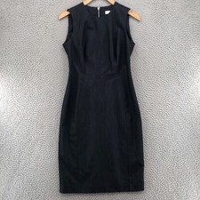 Calvin Klein Dress Womens 2 Black Dark Chambray Sheath Knee Length Sleeveless