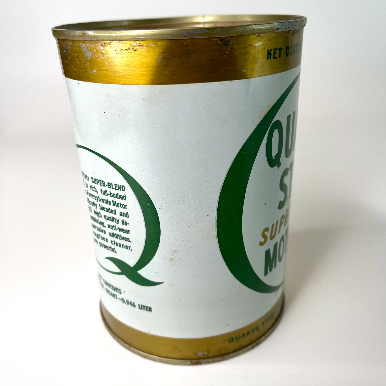 Vintage Quaker State Super Blend Motor Oil 1 QT Quart Tin Can Full eBay