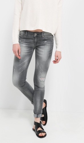 Distressed Jeans Pants Gray Denim 