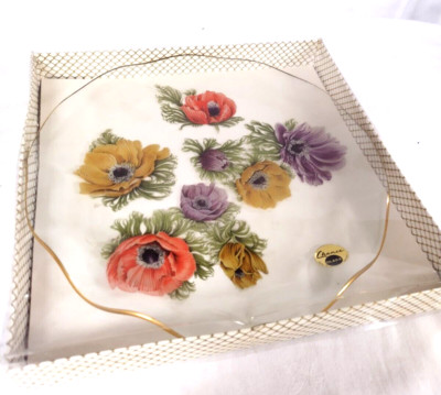 Vintage Chance Bros Glas Teller Fiestaware Anemone Blumen 1965 floral vergoldet
