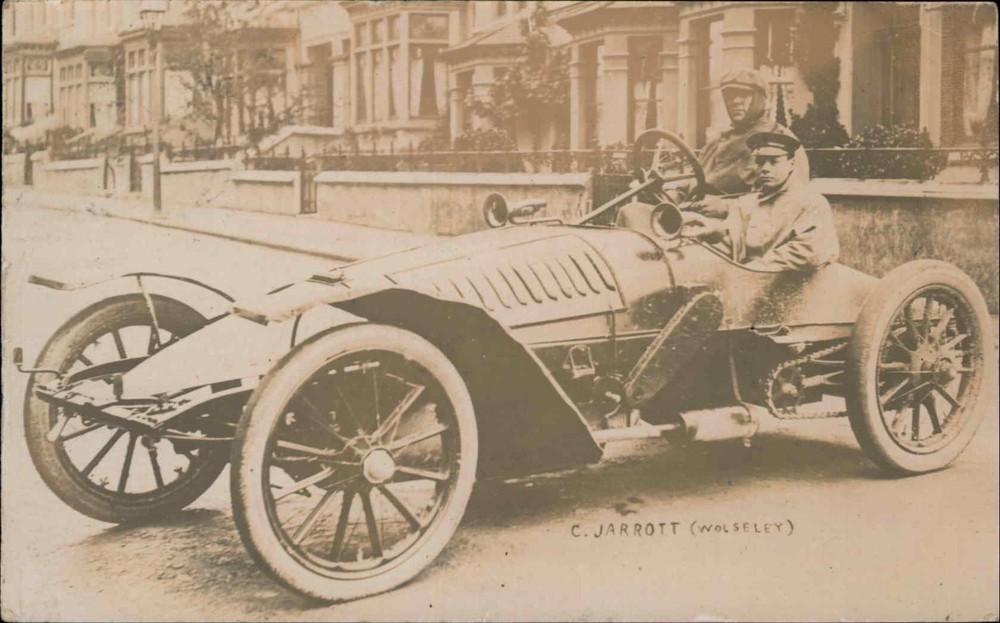 Wolseley Race Car Driver Charles Jarrott RARE! c1904 Use Real Photo Postcard