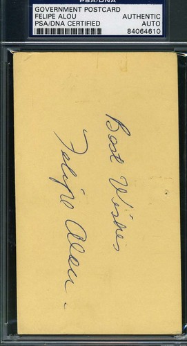 Felipe Alou Psa Dna Coa Autograph 1950`s Rookie Gpc Hand Signed Authentic