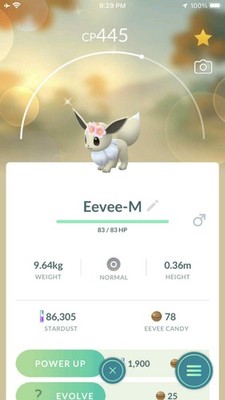 Pokemon Shiny Eevee Male Cherry Blossom - P T C Mini GO - Read Description