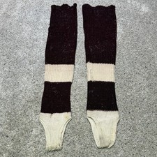 Rare Vintage Maroon  White Wool Stirrup Football Socks - Hard to Find 
