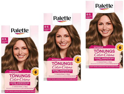 3x Palette Intensive Tönungs Color-Creme 6-5 Kastanienblond ohne Ammoniak 115ml
