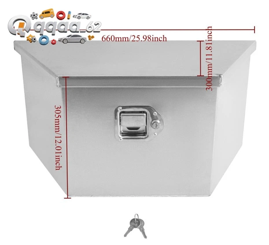 Sliver Aluminum 26"x13.3"x12" Trailer Tongue Tool Box Heavy Duty Storage Box RV Foto 2 de 4