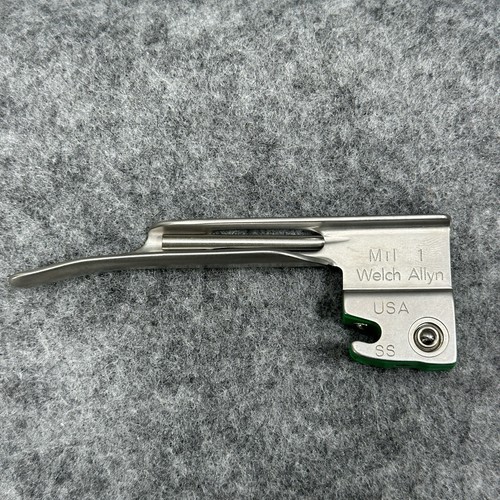 Welch Allyn 68601 MILLER 1 Fiber optic Laryngoscope Blade SS USA MADE Mil 1