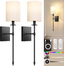 24-8-in 2-pc Black Battery-Operated Wall Sconce, Dimmable 10 Color