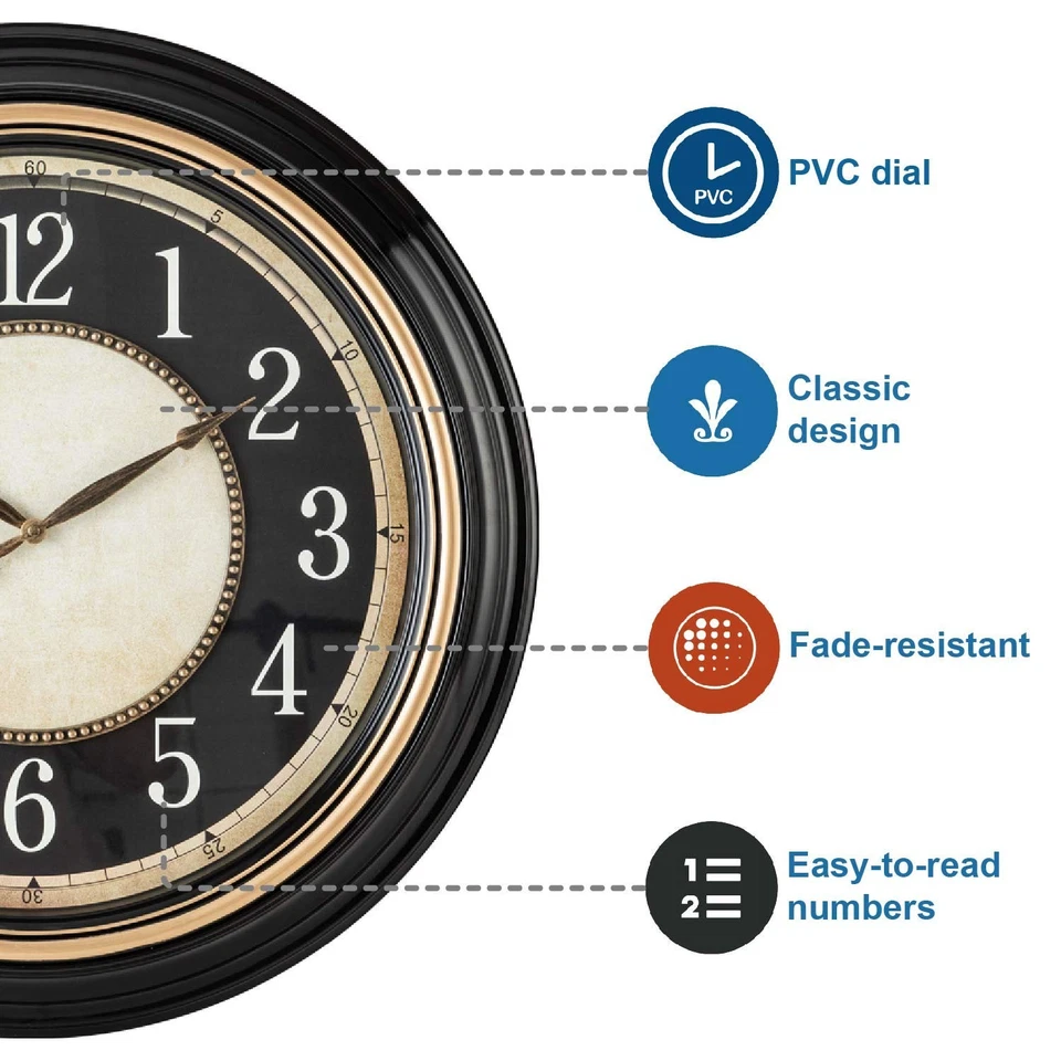 Norden Enorme Reloj de Pared Decorativo Peso Ligero 23 Pulgadas Silencioso, Sin Marcar, 3... Foto 4 de 4