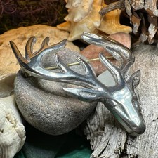 Stag Brooch Large Scottish Scotland Tartan Plaid Pin