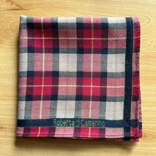 HANDKERCHIEF RED VINTAGE PLAIDS  CHECKS MEN'S COTTON POCKET SQUARE 19" B1164