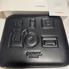 CHANEL Make Up Box Black Leather BEAUTE Pouch Limited box black make up