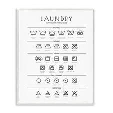 Stupell Industries Laundry Cleaning Symbols Minimal Design White Framed Gicle...