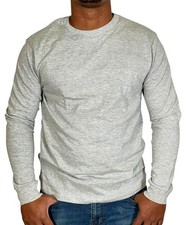 BROOKLYN VERTICAL Mens Long Sleeve Cotton T Shirt Crew Neck 5 Colors S-5XL