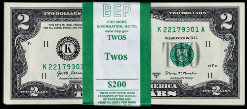 USPC FR#1941K 100X $2 2017 A FRN DALLAS SEQ #'D GEM UNC (W/ BEP STRAP) - Picture 5 of 12