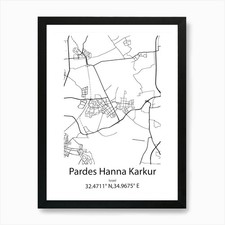 Pardes Hanna Karkur,Israel Minimali Framed Wall Art Poster Canvas Print Picture