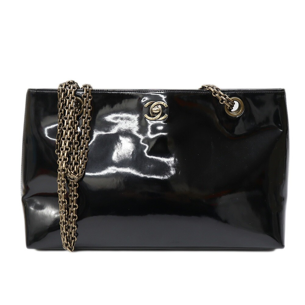 Chanel Black Patent Leather Shoulder Bag Preowned-image