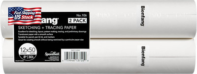 Bienfang Sketching & Tracing Paper Roll, White, 12 Inches X 50 Yards (2-Pack) -