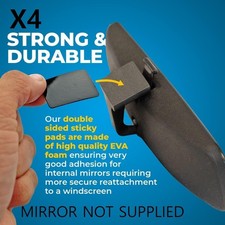 4x Windscreen Strong Double Sided Sticky Adhesive Pads Car Rear View Mirror  Fix