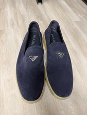 Prada Milano Navy Suede Triangle Logo Slip-On...
