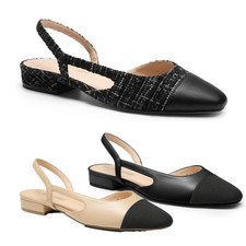 DREAM PAIRS Women's Slip On Slingback Flats Cap Toe Comfortable Ballet Flats