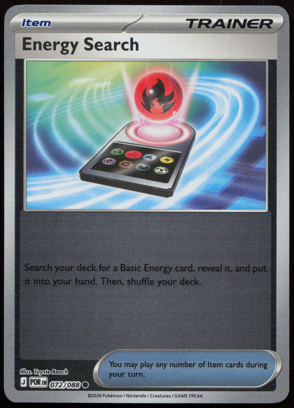 Energy Search #72/88 (Reverse Holo) (NM) ME03: Perfect Order POR Pokemon