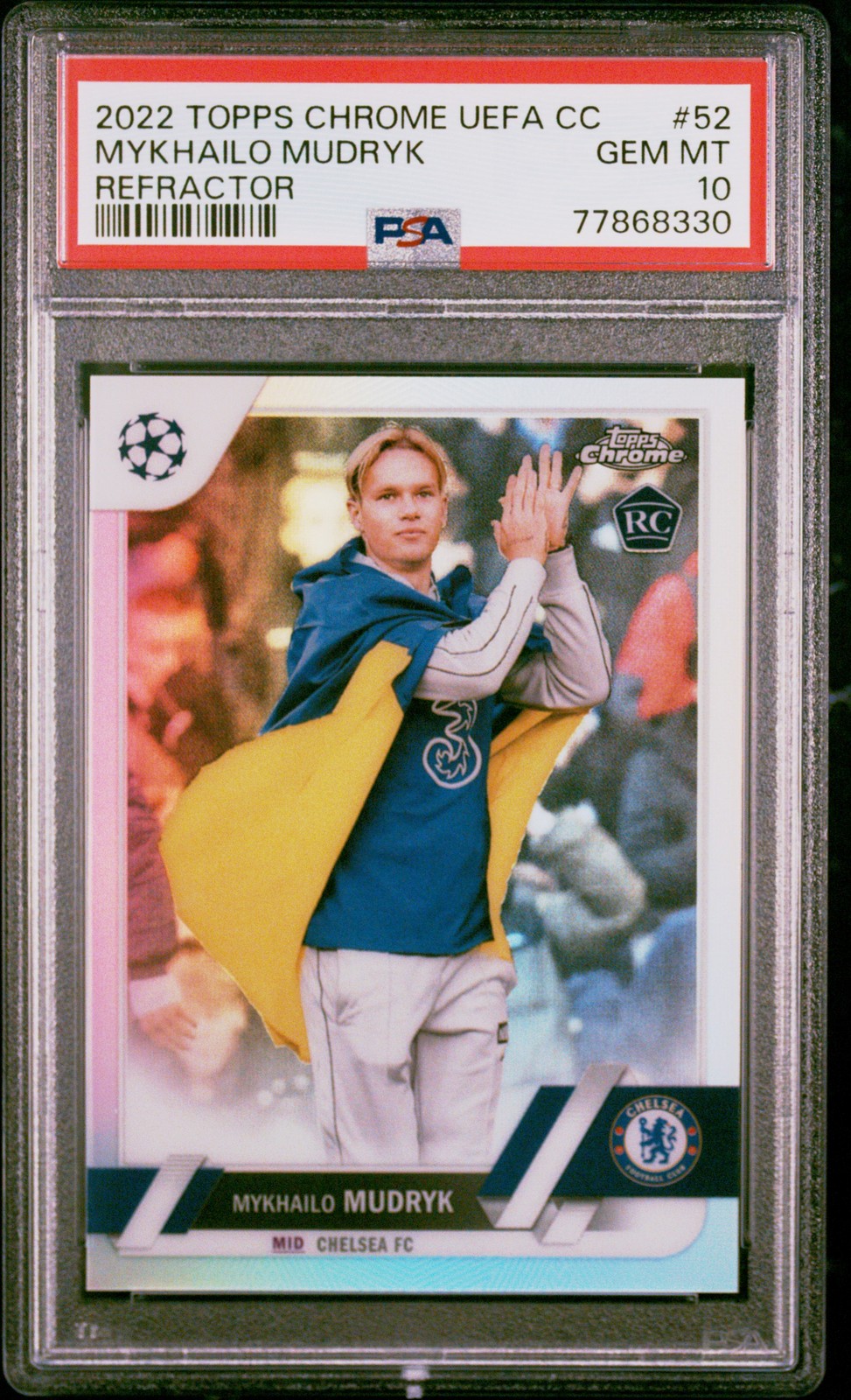 2022-23 TOPPS CHROME UEFA CLUB COMPETITIONS REFRACTOR #52 MYKHAILO MUDRYK PSA 10