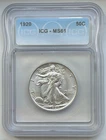 1920 Walking Liberty Half Dollar - ICG MS61