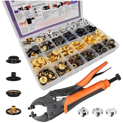 Easy Install Brass Snap Fasteners Set | 100 Sets + Pliers