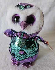 MOONLIGHT the Flippables Owl 6" Ty Beanie Baby NWMT Stuffed toy Plush NEW