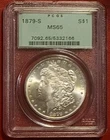 ANTIQUE 1879-S MORGAN DOLLAR PCGS GRADED OLD GREEN HOLDER MS-65 GEM QUALITY