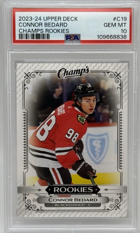 Connor Bedard PSA 10 SP C-19 (RC) 2023-24 UD Extended Series Champs Rookies