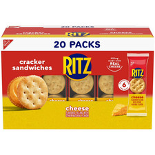 RITZ Cheese Sandwich Crackers, Lunch Snacks, 20 Snack Packs 6 Crackers Per Pack