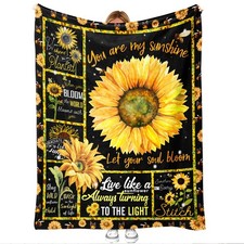 Sunflower Throw Blanket Gift for Women, Inspirational Quote Floral Decor for ...