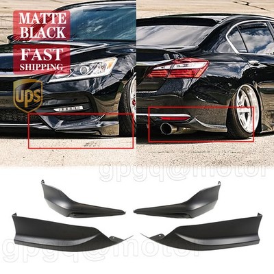 For Honda Accord Sedan 16-17 HFP Style Matte Black Front Bumper Lip & Rear Apron