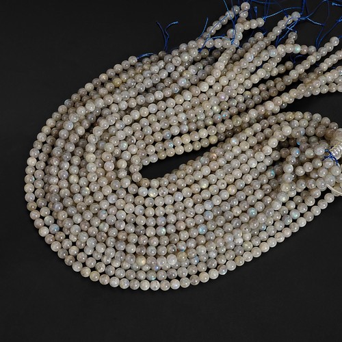 Genuine Natural Clouds Grey Labradorite Loose Beads Grade A Round Beads 6MM - Picture 2 of 3