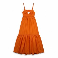 A.L.C. Maci Cotton Orange Maxi Dress Sleeveless V-Neck Tiered Summer Resort Sz 0